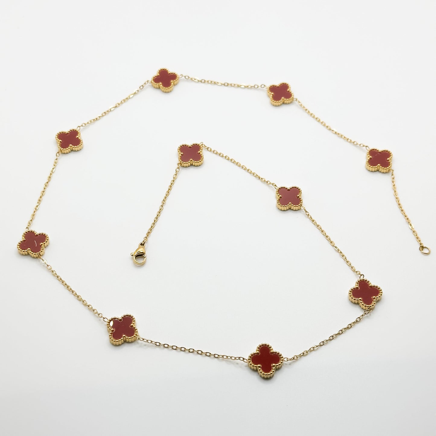Red Four Leaf Clover Necklace