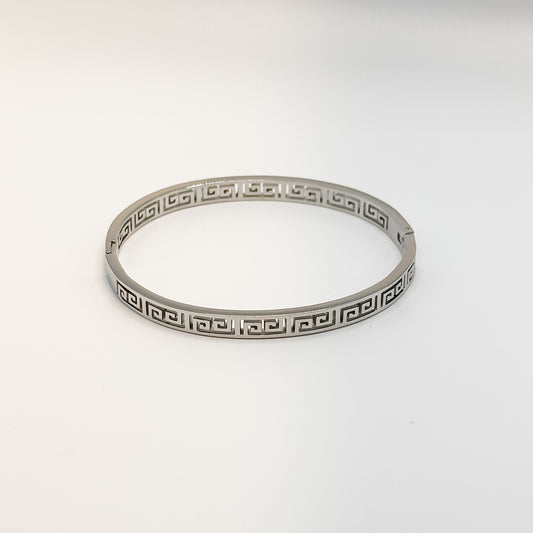 Silver Geometric Bangle